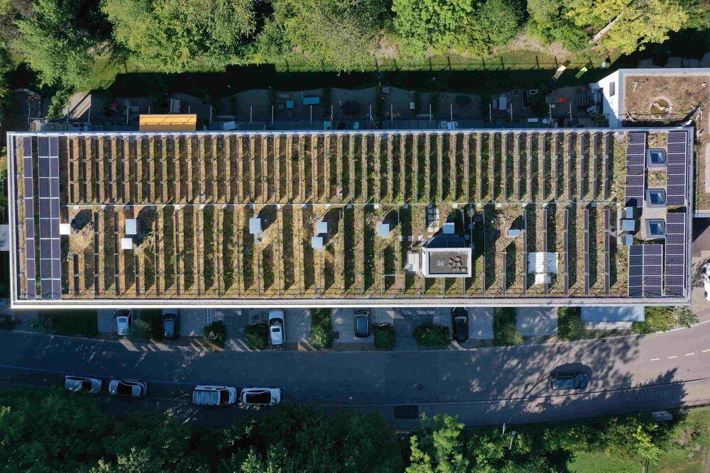 Vierte Testanlage auf dem Dach der «alten Druckerei» in Mattenbach, Winterthur.